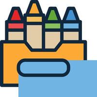 A box with crayons and pencils in it vector