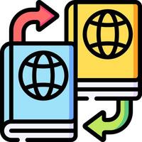 Two books with a globe on top of them vector