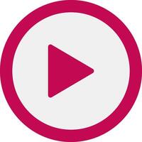 A pink and white play button vector