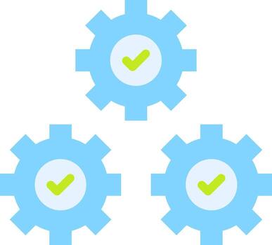 Three gears with a tick mark on each one vector