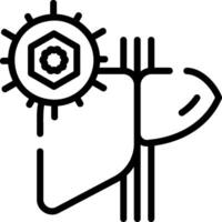 A black and white icon of a machine with gears vector