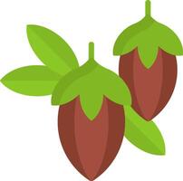 Cocoa beans with leaves and green leaves vector
