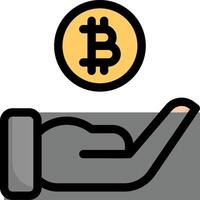 Bitcoin icon with hand and finger vector