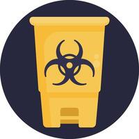 A yellow trash can with a biohazard symbol on it vector