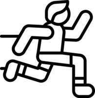A black and white line drawing of a man running vector