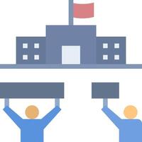 Illustration of people holding signs in front of a building vector