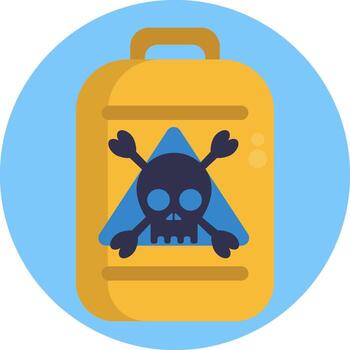 A yellow suitcase with a skull and crossbones on it vector