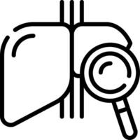 Lungs with magnifying glass icon vector