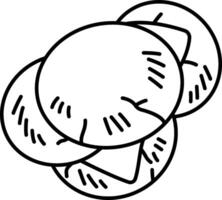 A black and white drawing of a pile of bread vector