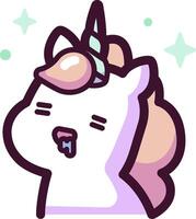 A cartoon unicorn with a pink nose and white mane vector