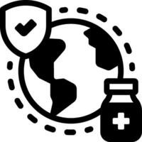 A globe with a shield and a bottle of medicine vector