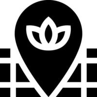 A black and white map pin with a flower on it vector