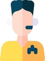 A person with a headset on their head vector