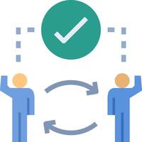 Two people are holding up a check mark and a circle vector