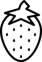 A strawberry is shown in black and white vector