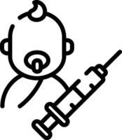 A baby holding a syringe with a needle vector