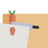 A carrot and knife on a cutting board vector