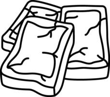 A black and white drawing of a piece of meat vector