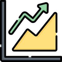 A graph chart with an arrow going up vector