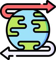 A globe with arrows pointing to it vector