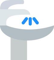 A bathroom sink with a blue arrow pointing to the faucet vector