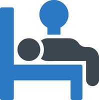 A blue icon with a person laying in a chair vector