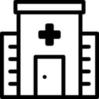 A black and white image of a hospital building vector