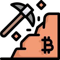 Bitcoin mining icon with hammer and bitcoin vector
