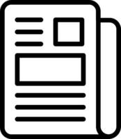 A newspaper icon with a black and white outline vector