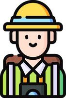 A cartoon man wearing a hat and holding a camera vector