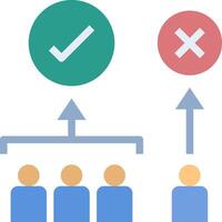 A diagram of a group of people with a check mark and a tick mark vector