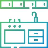A kitchen with a sink and stove vector