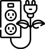 A black and white illustration of an electrical outlet and plug vector