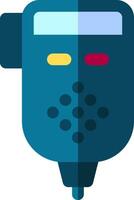 A blue and white icon of a microphone vector