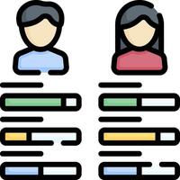 A couple of people are shown in a line of different colors vector
