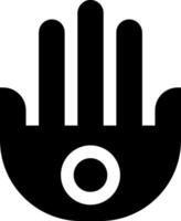 A black and white hand with a circle in the middle vector