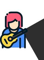 A person playing guitar with a light coming from behind vector