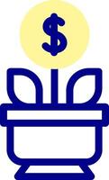 A dollar sign in a pot with a plant vector