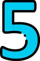 A blue number five with a black outline vector