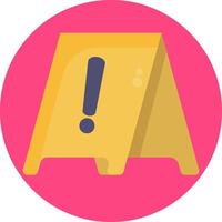 A yellow caution sign on a pink circle vector