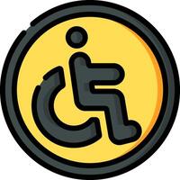 A yellow and black wheelchair icon on a white background vector