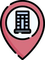 A map pin with a building icon vector