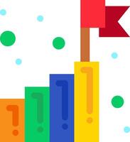 A colorful bar chart with a flag and question mark vector