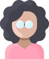 A woman with glasses and a pink shirt vector