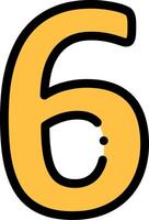 A yellow number six with a black dot in the middle vector