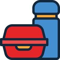 A lunch box and a water bottle vector