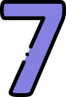 A purple number seven with a black outline vector
