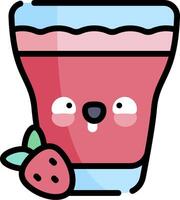 A strawberry smoothie with a cute face vector
