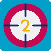 A red and blue circle with a number two on it vector
