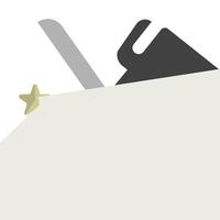 A knife and scissors are sitting on top of a white sheet vector